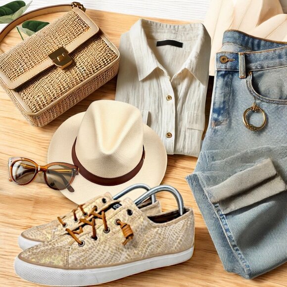 Sperry | Snakeskin Reptile-Inspired Low-Top Sneakers - Size 10 - Picture 9 of 9